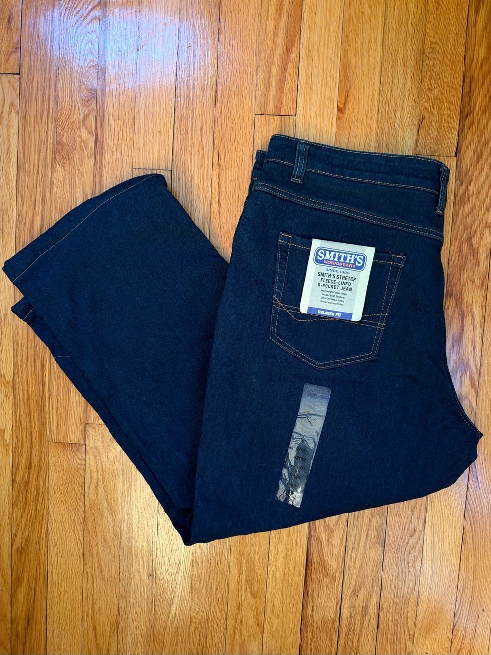 NWT Smith’s Workwear Men’s Fleece-Lined Relaxed Fit Stretch Jeans Size 42x32